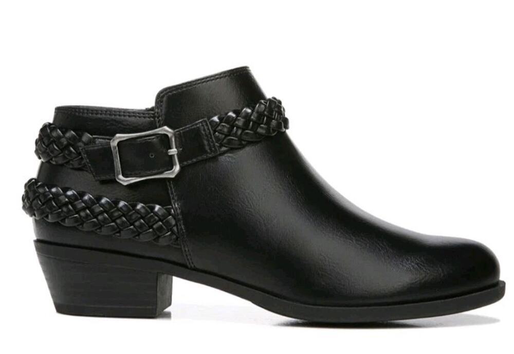 LifeStride Adriana Booties Round Toe Braided Detailing Memory Foam Black 9M.